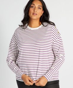 T-shirt à manches longues 'rayé' - Violet