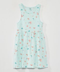 Robe sans manches à motifs - BLEU