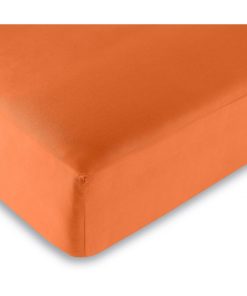Drap Housse 100% Coton/57 Fils/cm² - Orange - 180 X 200 Cm - Orange