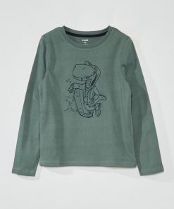 Tee-shirt à manches longues avec imprimé - Kaki