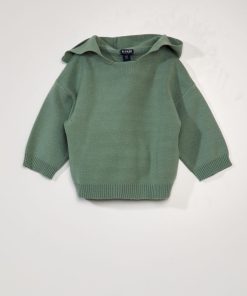 Pull en maille avec capuche - Vert