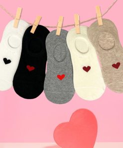 Coffret Socquettes En Coton Invisibles Coeur Rouge (lot x5)- Sockup- ONESIZE - Multicolore