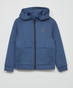 Sweat zippé à capuche - Bleu