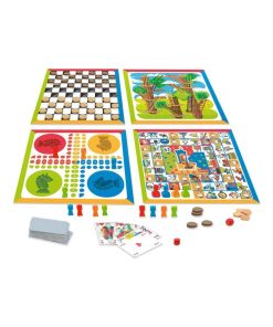 Coffret 4 Jeux De Societe Et Jeu De Cartes - Pions En Bois - N/A