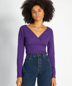 Body en maille côtelée - Violet
