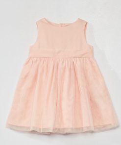 Robe en popeline de coton et tulle - Rose