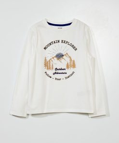 T-shirt en jersey à manches longues - Blanc