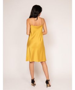 Robe courte satin IDALIA - Moutarde