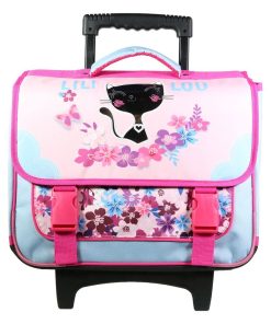 BAGTROTTER Cartable à roulettes 38 cm Lili Lou Chat Rose - Rose