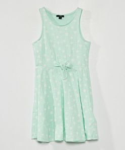 Robe imprimée en maille ondulée - Vert