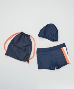 Boxer de bain + bonnet de bain + pochon - Bleu
