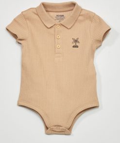 Body col polo à manches courtes - BEIGE
