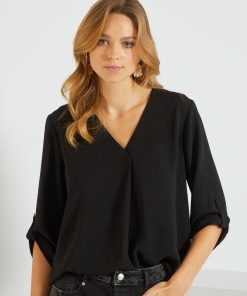 Blouse fluide encolure V 'JDY' - noir