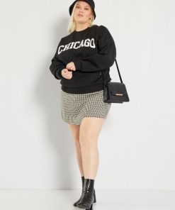 Short en jacquard pied de puce - Noir