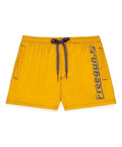 Boardshort court garçon avec ceinture demi-élastiquée Freegun - Orange