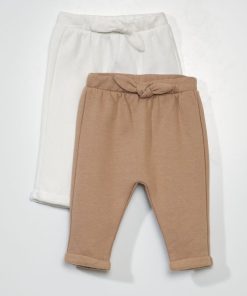 Lot de 2 joggings en molleton - Marron/blanc