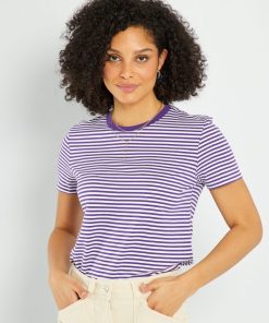 T-shirt en jersey imprimé - Violet