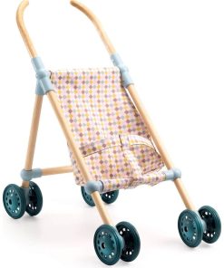 Accessoire pour poupon Poméa 32 cm : Poussette Bois Little Cubes - 44 cm - N/A