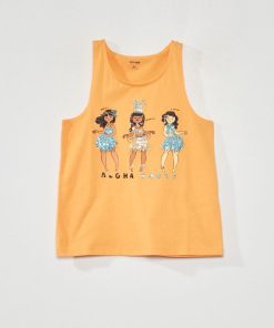 Débardeur en jersey avec motifs fantaisie - ORANGE