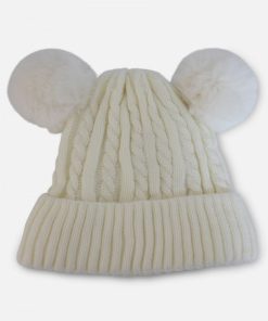 Bonnet avec doublure en polaire et pompon Kebello - Blanc Blanc