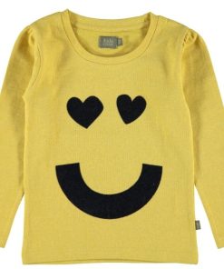 T-Shirt Fille "Happy" Bio Jaune - Jaune