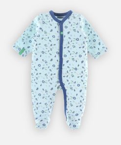 Pyjama dors-bien en jersey à imprimés, - Bleu