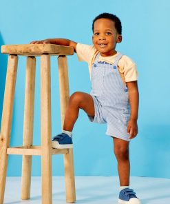 Ensemble salopette + t-shirt - 2 pièces - Orange/bleu