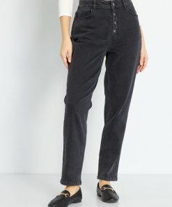 Jean mom à taille très haute - L30 - Noir