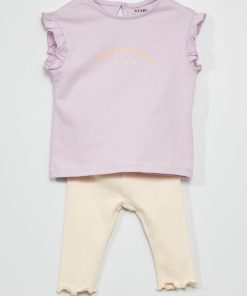 T-shirt en jersey + legging - 2 pièces - Violet