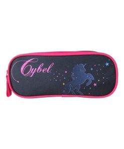 Trousse scolaire 2 compartiments Cybel Marine et Rose - Bleu