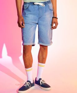 Bermuda en jean avec poches cargos - Stone