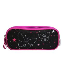 BAGTROTTER Trousse scolaire 2 compartiments Phileas Papillons Noire - Noir