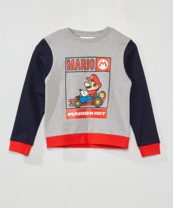 Sweat en molleton 'Mario' - gris/marine