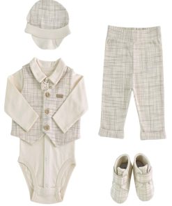 Ensemble de baptême pour bébé - costume 5 pièces, Cérémonie - Ecru