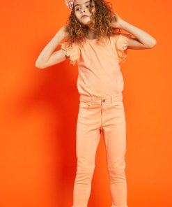 T-shirt en jersey avec manches brodées - Orange