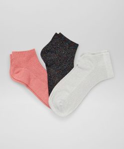 Chaussettes pailletées - Lot de 3 - Rose/noir/gris