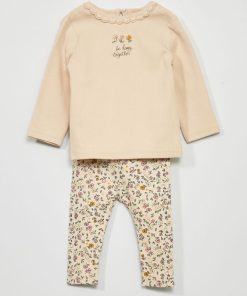 Ensemble t-shirt + legging - 2 pièces - Beige