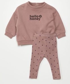 Ensemble sweat + pantalon - 2 pièces - Mauve