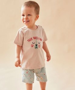 Pyjama 2 pièces tigre en jersey, beige/aqua - Beige