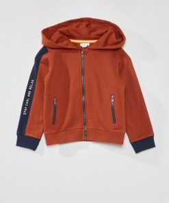 Sweat zippé à capuche - rouge brique