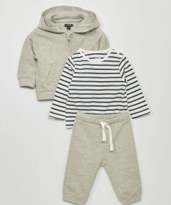 Ensemble t-shirt + sweat + jogging - 2 pièces - Gris
