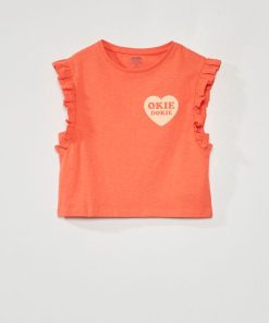 T-shirt sans manches avec volants - Blanc