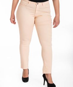 Jeans slim couleur taille haute stretch OBS12 - Rose
