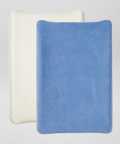 Lot de 2 housses de matelas à langer - blanc/bleu
