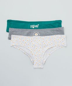 Lot de 3 shortys avec imprimés fantaisie - Gris/vert