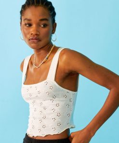 Top avec broderies anglaises - blanc