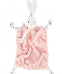 Doudou attache sucette doudou plat Plume lapinou rose poudrée (20 cm) - Rose