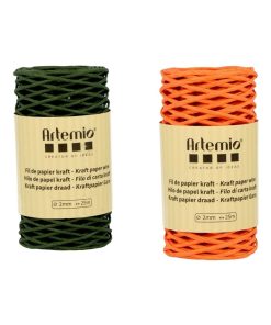 2 bobines fil kraft vert bouteille/orange 2mm x 25 m - N/A