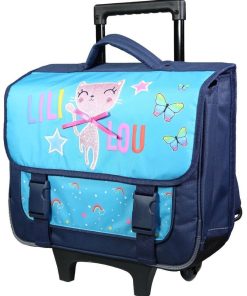 BAGTROTTER Cartable à roulettes 38 cm Lili Lou Chat Bleu - Bleu
