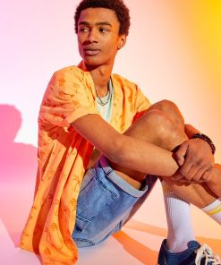 Chemise à motifs fluide et légère - Orange